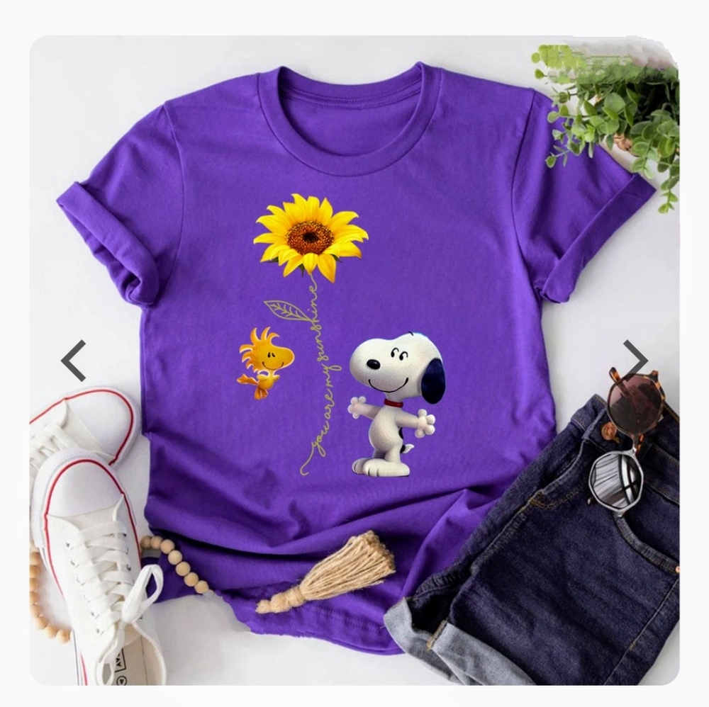Graphic Tee "You are my sunshine" custom printed T-shirt in purple and yellow.
